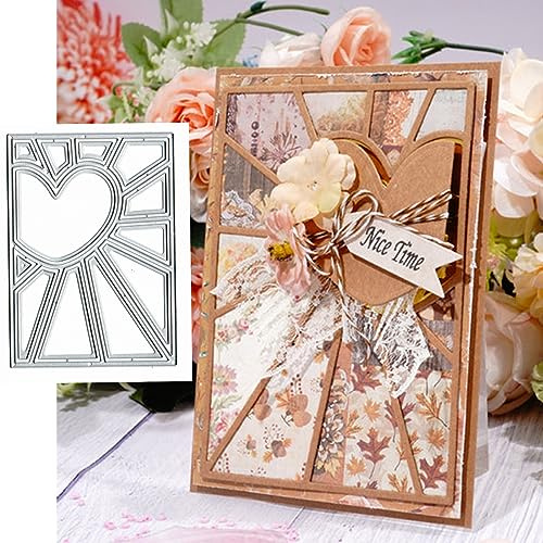 Heart Line Background Metal Die Cuts,Heart Frame Square Cutting Dies Cut Stencils for DIY Embossing Photo Decorative Paper Dies Scrapbooking Card Making