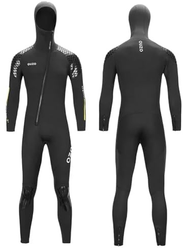 Traje De Neopreno De 3Mm con Capucha Integrada para Mujeres Y Hombres, Traje De Buceo De Cuerpo Entero con Cremallera Frontal Que Proporciona Protección UV Y Calor para La Pesca Submarina,Men,L