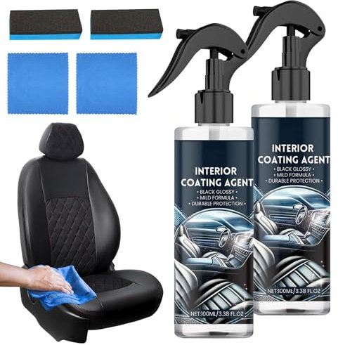 KOIROI 2 Pezzi Pulitore Interni Auto, Rimuovi Macchie per Cockpit, Rivestimenti, Pelle, Cruscotto, Pulizia Auto Interni con Panno Microfibra, Pulizia Sedili Auto Tessuto, Lucida Cruscotto Auto
