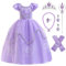 PIXUYE Robe de Sofia Fille Deguisement Costume de Princesse Sofia Costume Tutu Tulle Violette avec Accessoires pour Halloween Cosplay Noël Robe de Soirée Cérémonie Anniversaire,130cm