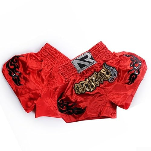 Pantaloncini da Kick Boxing in Miscela di Fibre, Equipaggiamento Essenziale per la Pratica di MMA e Muay Thai, Rosso, S
