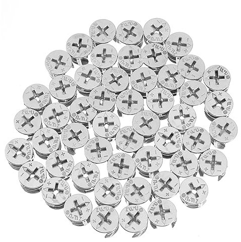 DIYEAH 50pcs Furniture Connector Cam Lock Fasteners 15mm Thick Alloy Screws for Cabinet and Wardrobe Assembly Furniture Connecting Fastener Set