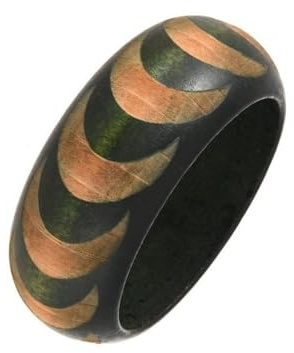 Caiyao Boho Wooden Bracelet Multi-Colored Wide Chunky Bangle Bohemian Jewelry Wood Wristband for Women-Green 2