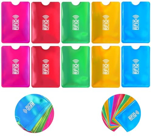 Ji liangli Set di 10 Custodie con Blocco RFID per Carte di Credito,Porta Carte di Credito con Prevenzione Furti d'Identità, Design Sottile in Alluminio Impermeabile,5 Colori,Protezione Antifurto