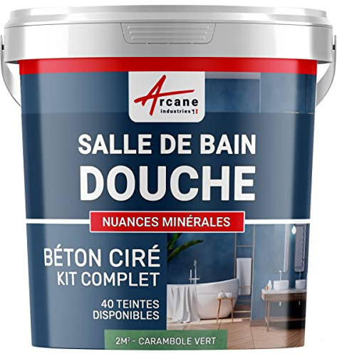 béton ciré salle de bain, douche italienne, pièce d'eau, kit beton cire, salle de bains, douche italienne - 2 m² (en 2 couches) Carambole Vert - ARCANE INDUSTRIES