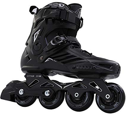 LIKU Fitness Professional Inline Roller Skates Women Men Adult Youth Black (Men 7,Women 8)