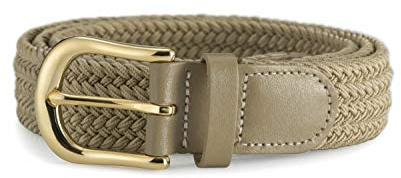 Streeze ceinture de 30 mm extensible et tressé avec une boucle en or 6 tailles (Beige, XL)