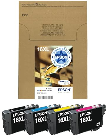 Epson 16XL Pen & Crossword High Yield Genuine Multipack, Eco-Friendly Packaging, 4-colours Ink Cartridges, DURABrite Ultra Ink