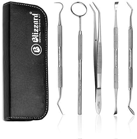 Blizzard Pulizia Denti Tartaro Ablatore Kit - 5 Pcs Igiene Dentale Kit per Placca e Tartaro Rimozione Sbiancamento Denti kit con specchietto dentista, per Cura Orale Domestico Rimozione Tartaro, Placa