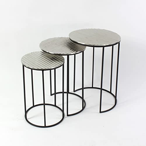 Werner Voß GmbH S/3 TLG. Beistelltisch - Silber/schwarz - Aluminium/Eisen - 42x60 cm - (S) 30x51 cm - (M) 35x56 cm - (L) 42x60 cm