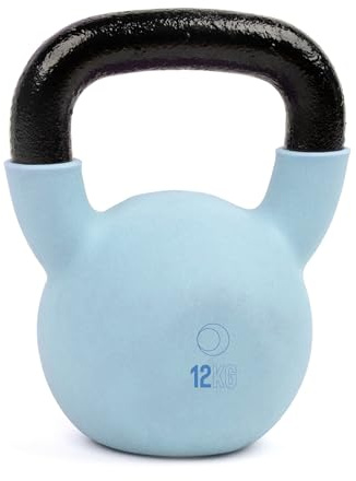 Myga Iron Kettlebell - Heavy Cast Iron Weight for Fitness and Strength Training, Bodybuilding, Muscle and Cardio - Workout Equipment ideal for Home, Gym and Studio - Sky Blue, 12kg