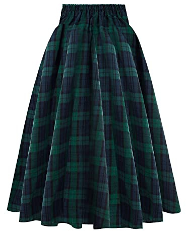Jupe Écossaise Femme - À Carreaux Décontractée À La Mode Avec Poches, Plissée Taille Haute Vintage