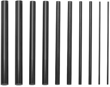 ECSiNG 10 Stück Kohlefaser Angelruten Reparatur Kohlefaser Fliegenfischer Set Solide Kohlefaser Stange für Baitcasting Ruten Spinnruten Reparatur 2mm 4mm 6mm 8mm 10mm