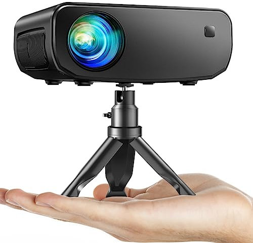 Beamer, ELEPHAS 2024 Upgraded WiFi Mini Beamer, 15000 Lux 1080P HD Portable Projektor, Kompatibel mit iPhone/Android/Tablet/HDMI/TV Stick/USB (Stativ inklusive)