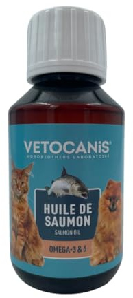 Vetocanis | Huile de Saumon pour Chien et Chat | Aliment Complémentaire Chien et Chat | A Base d'Oméga 3 et 6 | Hygiène et Santé du Chien et du Chat | 100 ML