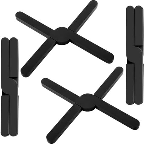 Gotetiso 4 Stück Silikon Topfuntersetzer Hitzebeständig Faltbare Silikon Untersetze Topf Untersetzer Zusammenklappbar Kreuz-Silikon Heißer Topf Halter Untersetzer für Heiße Töpfe Pfannen Teller