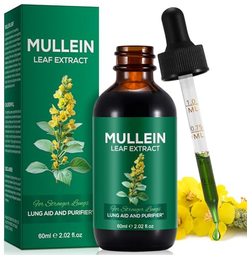 Mullein Drops for Lungs, Mullein Leaf Extract Herbal Supplements Drops for Fast Absorption