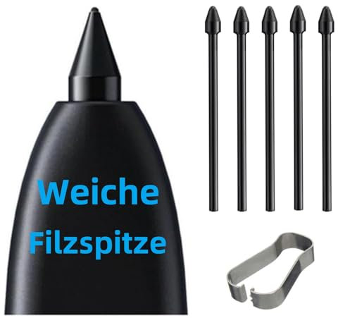 5 STK. Originale Ersatzspitzen für den Samsung Galaxy Tab S7 FE / S7 / S7 Plus S Pen, Ersatzweiche Spitzen für den Samsung S Pen, Tab S7 Stiftspitzen mit Montage-/Demontage-Tool (5 STK. Schwarz)