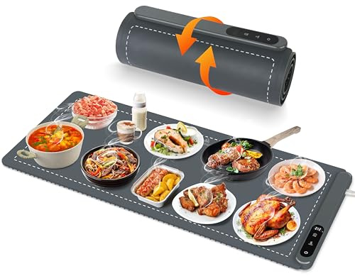 OcePor Warming Mat for Food,(XXL 36x16) Electric Warming Tray,Extra Large Food Warmer Mat,Warming Pads for Food,Portable Heating Mat for Buffet,Parties,Buffets Party(Gray)