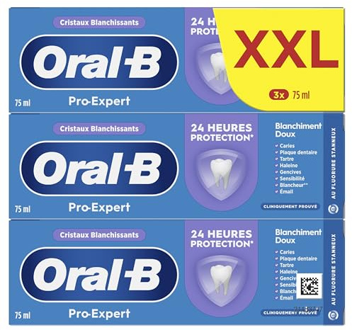 Oral-B Dentifrice Pour Les Dents Sensibles Pro-Expert, Conçu Pour Protéger Les Gencives, Contre Taches En Surface, Brossage Pour Une Protection Professionnelle, Pack XXL 3x75 ml