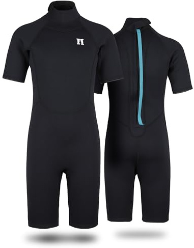 Heber Peak – Kid's SeapineHe. Neoprenanzug für Kinder kurz 3mm - Neopren Shorty Kurzarm mit Rücken-RV – Wetsuit für Schwimmbad, SUP, Meer etc. – Leichter Tauchanzug aus Stretchmaterial
