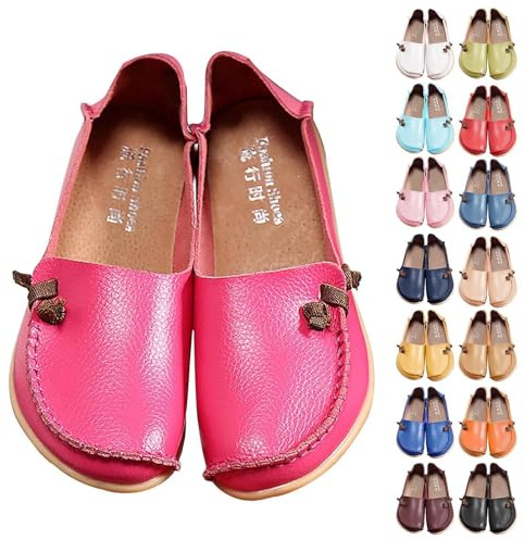 Flat Boat Shoes Leather Flat Shoes Women Women's Soft Leather Mocassins Casual Slip On Loafers for Formal Work Office Loafers Fashion Cowhide Pumps Casual Nursing Oxfords Shoe for Women UK Yellow