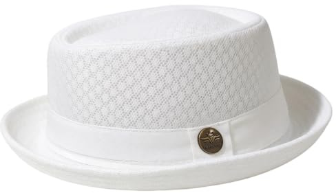 HEYANN Chapeau melon en maille pour femme - Chapeau de paille Fedora - Pour l'été des années 1920 - Unisexe