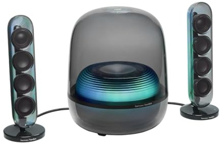 Harman Kardon SoundSticks 5 Bluetooth-Lautsprecher, 3-Wege-Lautsprechersystem, HDMI ARC, Auracast Multi-Speaker-Verbindung, Farbige Lichtshows, Schwarz