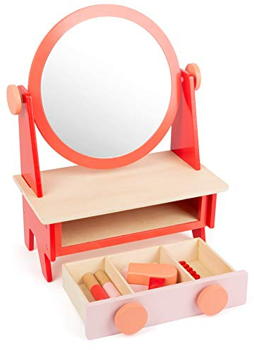 small foot Frisier- und Schminktisch aus Holz, im Retro- Design mit Spiegel und Zubehör, ab 3 Jahren, 11409