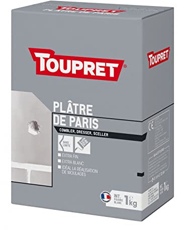 Toupret BCPLA01 Plâtre De Paris en Sac De 1kg, Blanc