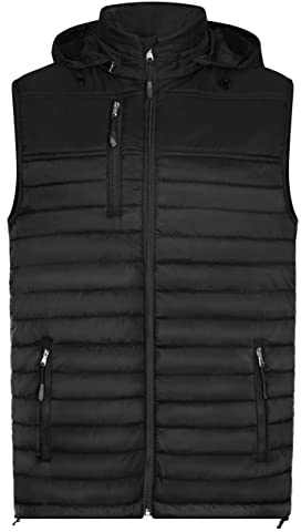 HRM Veste Chauffante à Capuche Performance pour Hommes, Noire, Taille XL I Gilet de Plein air Homme, Commerce Équitable, 100 g/m² I En 100% Polyamide Léger et Résistant
