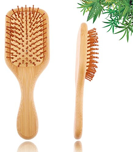 YUNAI Spazzola per capelli in bambù naturale massaggio spazzola, adatta per donne, uomini e bambini con capelli spessi/sottili/crespi/secchi, massaggio del cuoio capelluto, vegano