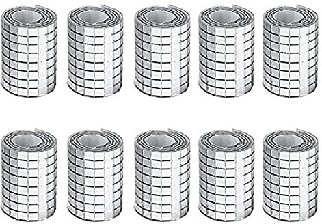10 Rouleaux Carreaux de Mosaïque Miroir, 10x10mm Auto-Adhésifs Carrelage Autocollants en Verre Véritable Miroir Mosaïque Carrelage Feuille Carreaux Carrés pour Bricolage Cuisine Salle de Bains