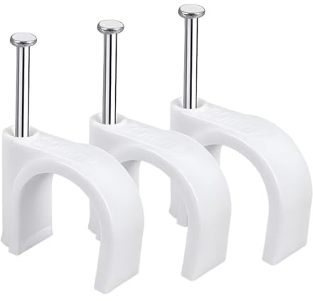 SYDARSYN Grapas para Cables Redondo, Grapas Cable Pared, 9mm Abrazaderas para Cables con Tornillo (100 pcs)