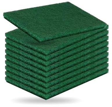 Scouring Pads Heavy Duty Scourer Pad Green Scourers Non Scratch Abrasive Reusable Household Washing Up Dish Scrubber Sponges For Cleaning Kitchen Utensils Dishes Pots Pan Sink Scrub (Pack of 10)