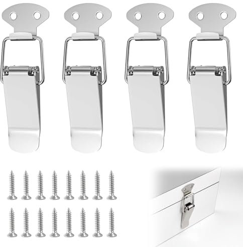 4 PC Loquets à Bascule à Ressort En Acier Inoxydable,Fermoir de Tension en Acier Inoxydable Avec Vis, Fermoir à Levier de 56 mm, Loquet à Ressort Bascule 56mm, Pour Tiroir, Armoire, Boîte à Outils
