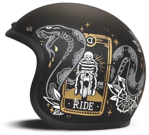 DMD Retro Cards Matt Black Open Face Helm Jethelm Motorradhelm ECE22.06, L