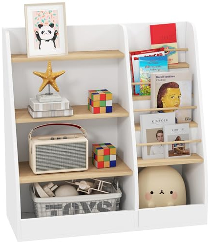 AIYAPLAY Librería Infantil Estantería para Libros Infantil de 4 Niveles Estantería Infantil con 4 Estantes y Compartimentos para Guarderías Habitación Infantil Blanco