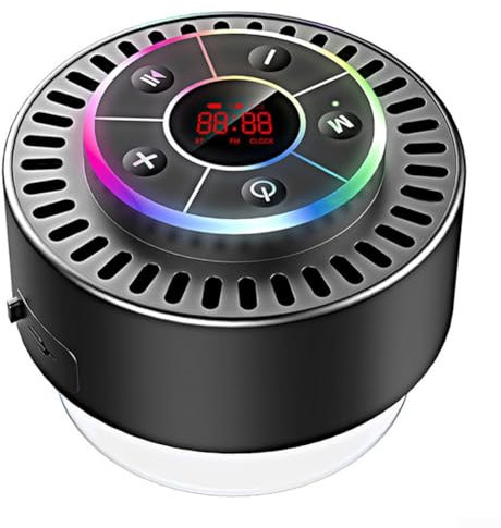 Eawfgtuw Enceinte de douche portable 5.2 compatible IPX7 étanche avec radio FM, écran LED, appels mains libres, ventouse, son stéréo à 360°, 5 heures de lecture pour salle de bain, plage, piscine