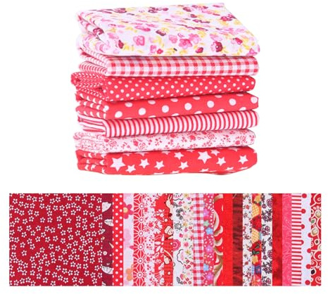 50Pcs 10x10cm Red Cotton Fabric Squares for Quilting, Patchwork, DIY Crafts & Textile Painting - Material for Sewing, Premium Patchwork Fabric