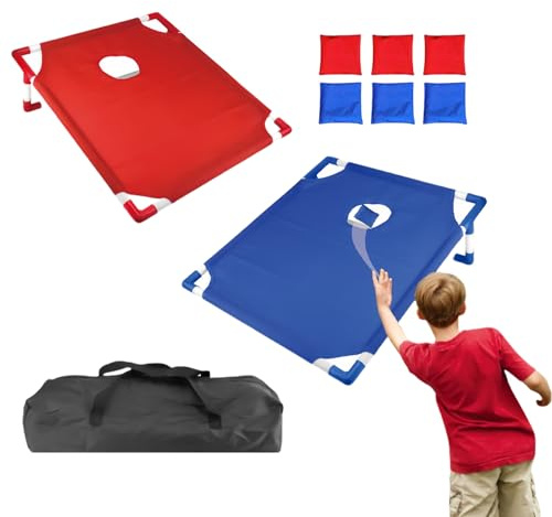 Cornhole Jeu - Jeu Cornhole pour adultes - Comprend 6 sacs de haricots, planche jouet 58 x 51 cm pour plage jardin cour intérieure patio camping
