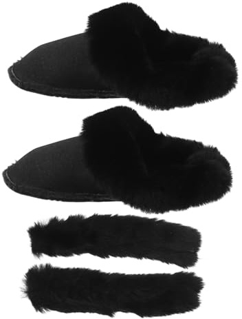 OHPHCALL Solette Termiche Invernali in Peluche Nero per Zoccoli Fodera Lavabile e Suola Interna Precisa Misura 42-43 per Mattine Fredde e Inverno