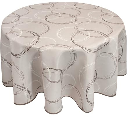 Valia Home® Mantel de Mesa con Revestimiento de teflón para Uso Interior y Exterior en 6 diseños | Lavable, Repelente al Agua y la Suciedad Gracias al fiable Efecto Loto | Redonda 140 cm Beige