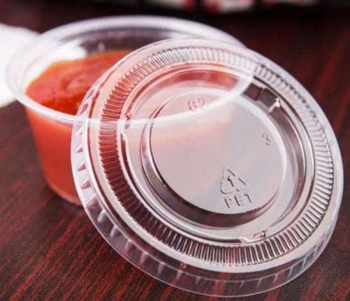 HOT BARGAINS 100 Pack 2oz/60ml Round Sauce Containers Clear Plastic with Lids