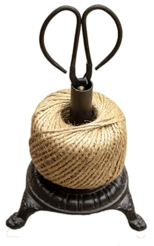 Vintage Garden String Twine & Scissors Design Set Cast Iron Holder Stand Gift A