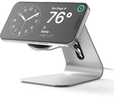 elago MS4 Charging Stand Compatible with MagSafe Charger - Premium Silicone Stand Compatible with iPhone 17, 16, 15, 14, 13, 12 Series [Charger Not Included] (Sliver)