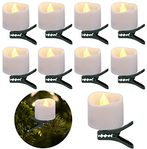 LED Kerzen mit Timerfunktion, 9er Weihnachtskerzen mit Kabellos und Clips Flammenlose Weihnachtsbaum Kerzen Batterien Christbaumschmuck Teelichter für Weihnachten Deko Weihnachtsbaum Weihnachtsdeko