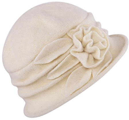 LAEMILIA Chapeau cloche d'hiver en polaire douce pour femme avec passepoil et nœud, #2 Beige, taille unique