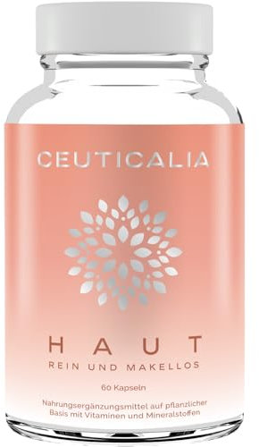 Nahrungsergänzungsmittel Haut - Akne, Mitesser, ölige Haut, Pickel, Unreiheiten Kapseln - Männer, Frauen - Zink, Vitamin A, Brennessel, Arctium, Schachtelhalm - 60 Kapseln, 30-Tage-Kur