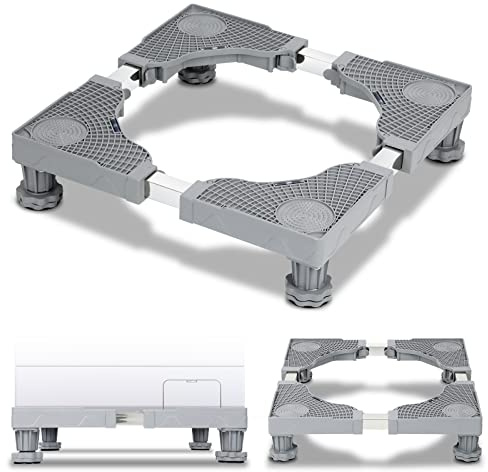 Cecaylie Waschmaschinen-Untergestell Verstellbare Beweglich Sockel, Trockner Sockel Untergestell Podeste & Rahmen für Gefrierschrank（41-65CM Einstellbare）